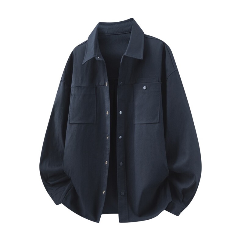 高品质鱼骨纹2026新款百搭翻领长袖衬衫A436-26020-P5589,男装衬衫,电商A436