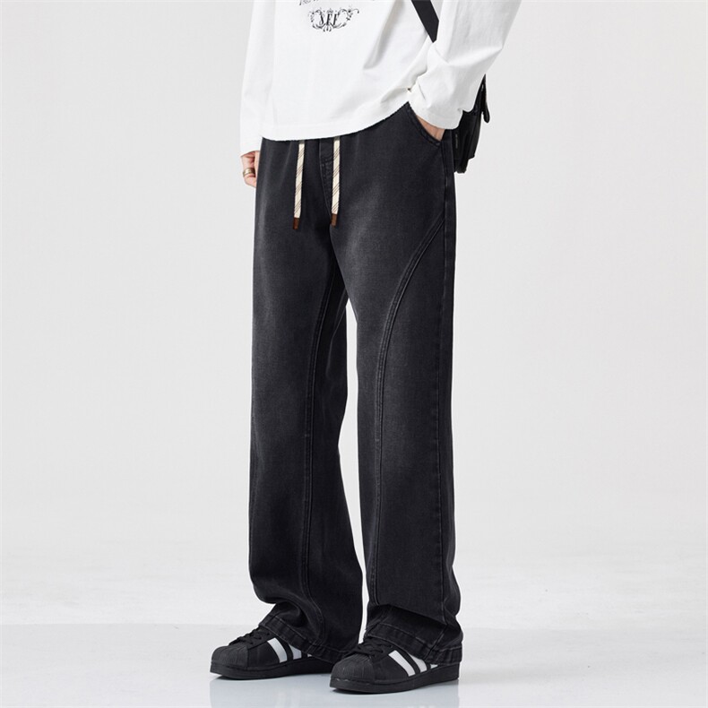 美式vibe微喇牛仔裤男款春季百搭宽松阔腿休闲长裤子J8086-P45图片