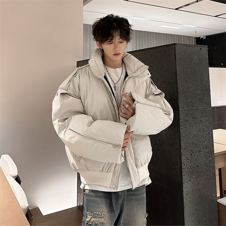 405A美式高街个性金属设计短款pu皮面包服MY24918-P155控188,男装棉衣,星座405A