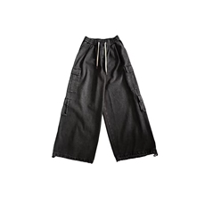 夏款男女牛仔裤工装裤大口袋直筒宽松抽绳中性风长裤NK5090P50，男装牛仔裤，星座1013-1