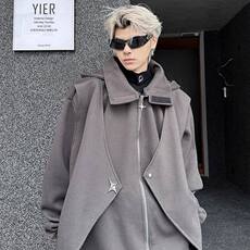 vibe风假两件卫衣男款春秋季高领立领长袖重磅高街休闲连帽衫外套，男装卫衣，星座1005-4