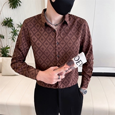 咖秋季新款男士纯色长袖衬衫男韩版修身痞帅上衣301A-1/H512/P58，男装衬衫，星座301A-1