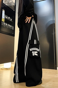 8XL-M 美式条纹工装裤休闲裤男宽松直通阔腿加绒裤子K9123P78控98图片