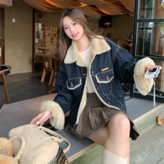新款主推牛仔加毛毛外套2650-P175-K268，女装短外套，2C129