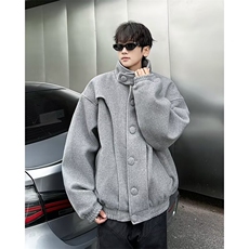 廓形解构工装外套男春秋款设计感立领短款夹克呢子大衣JR3001，男装夹克，星座1116A-1（原606A）