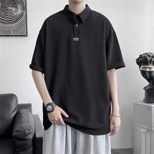 港风夏季新款简约polo衫棉麻宽松翻领短袖A177/T555图片