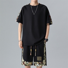 休闲运动套装潮夏季小熊圆领T恤刺绣短裤两件套A266-TZ9908-P50，男装牛仔裤，电商A266