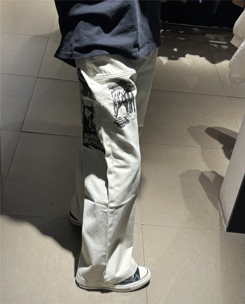 美式牛仔裤男秋季痞帅高级感设计感男裤宽松直筒潮牌长裤X04p55,男装牛仔裤,电商D256-1(原A064-1)
