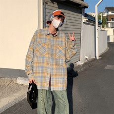 特P35二开无差价长袖百搭春秋格子衬衫-HS2180港风，男装衬衫，电商A003
