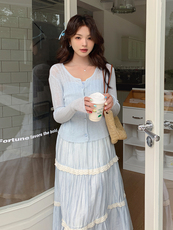 2025年春夏甜美温柔风两件套连衣裙b1-220-1008-p185-k280，女装连衣裙，浙宝220