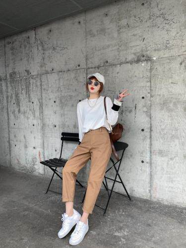 现货小高腰萝卜裤，女装，潮不落