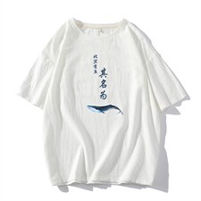 YT26261-P30亚短袖t恤男大码五分袖男宽松七分袖海报风，男装T恤，电商A040