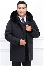 男士90绒羽绒服大狐狸毛领中老年可脱卸毛领内胆可单穿派克服，商品下架区，钱塘723