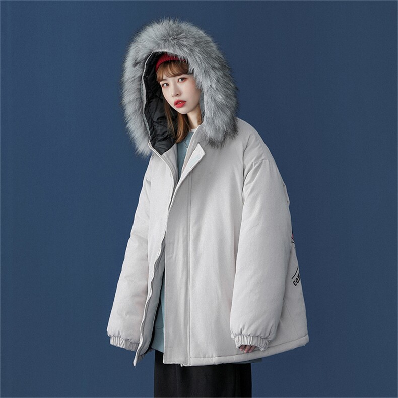 MM48131-P130冬季大毛领棉衣女港风加厚保暖棉袄女派克服,男装棉衣,电商A040