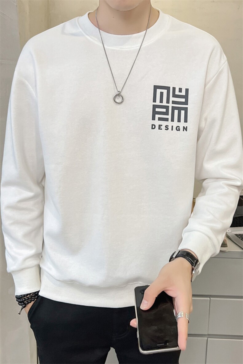 2024秋季新款纯色时尚圆领修身休闲卫衣男打底衫D1810-p48,男装卫衣,电商D303