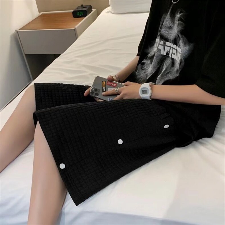 男春季潮流时尚休闲短裤华夫格排扣短裤D2608P26,男装休闲裤,星座1116-2