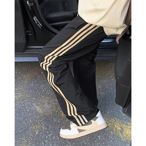 夏季薄款速干休闲裤男潮流三条杠撞色宽松直筒运动裤子K0852-P38图片