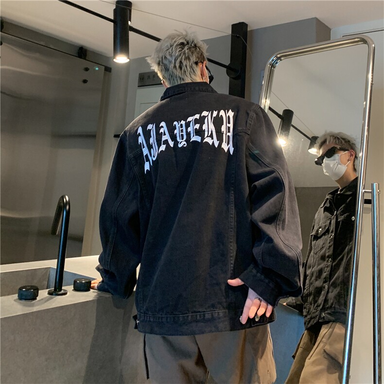 2025新款牛仔韩版字母刺绣工装潮流水洗外套N608/P105158,男装工装外套,星座202