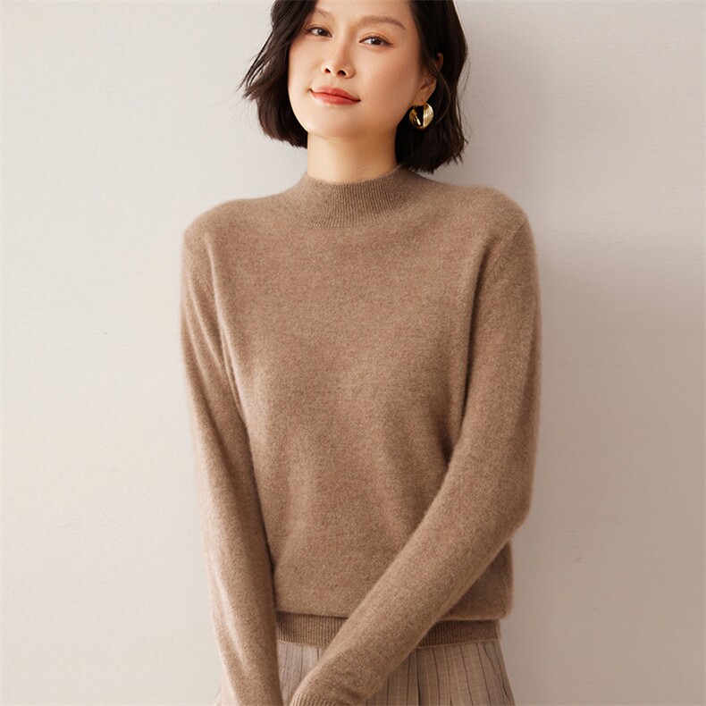2025秋冬新款女士12针平面半高领衫图片