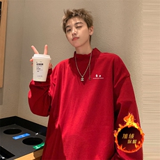 一件过冬重磅保暖针织衫德绒加绒加厚卫衣半高领打底长袖T恤DR72，男装T恤，电商A486