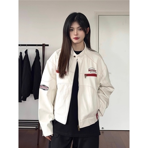 白色皮衣外套女皮夹克2025新款港风短款机车今年流行美式复古图片