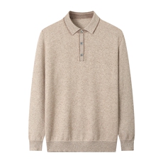 秋冬季35%羊绒休闲商务简约百搭虚提T恤领长袖羊绒衫男装，男装羊绒套衫，纳丰羊绒