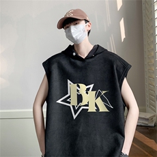 麂皮绒连帽背心坎肩男T恤美式港风JLB3141-P30控48，男装T恤，电商B370
