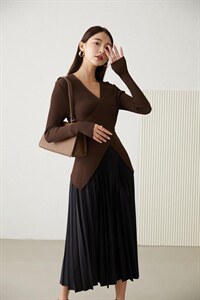 《现货》梯形设计纯色百褶裙,其它,M&VC