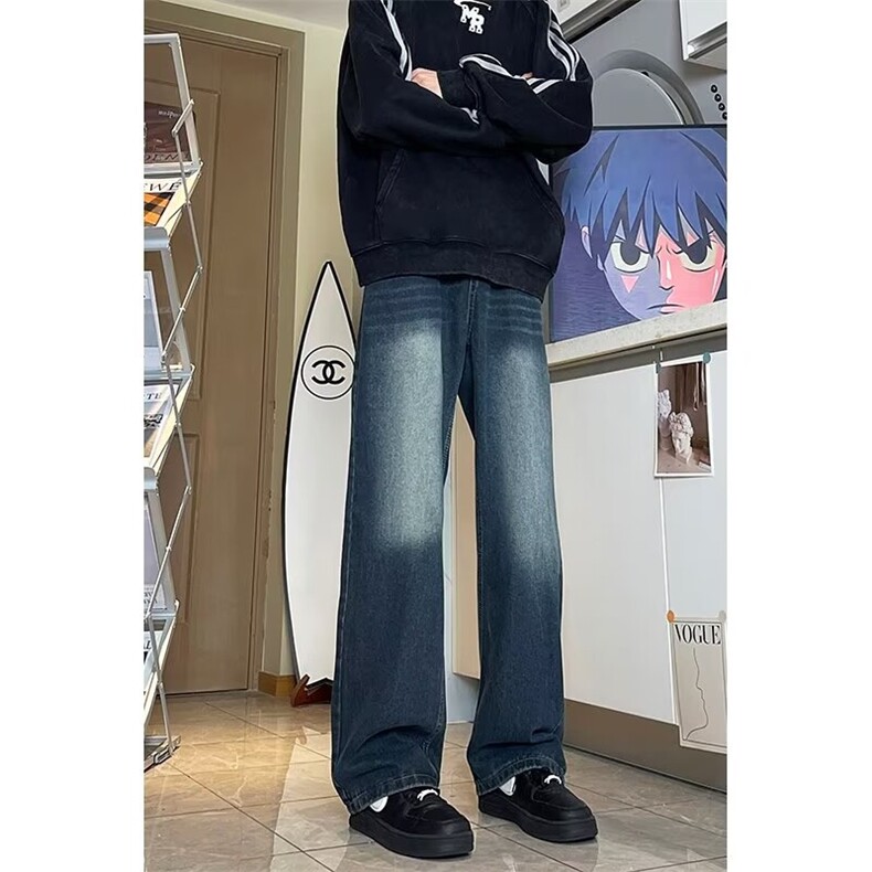 牛仔裤男春秋渐变水洗做旧痞帅微喇裤子S8821P50,男装牛仔裤,星座1116-2
