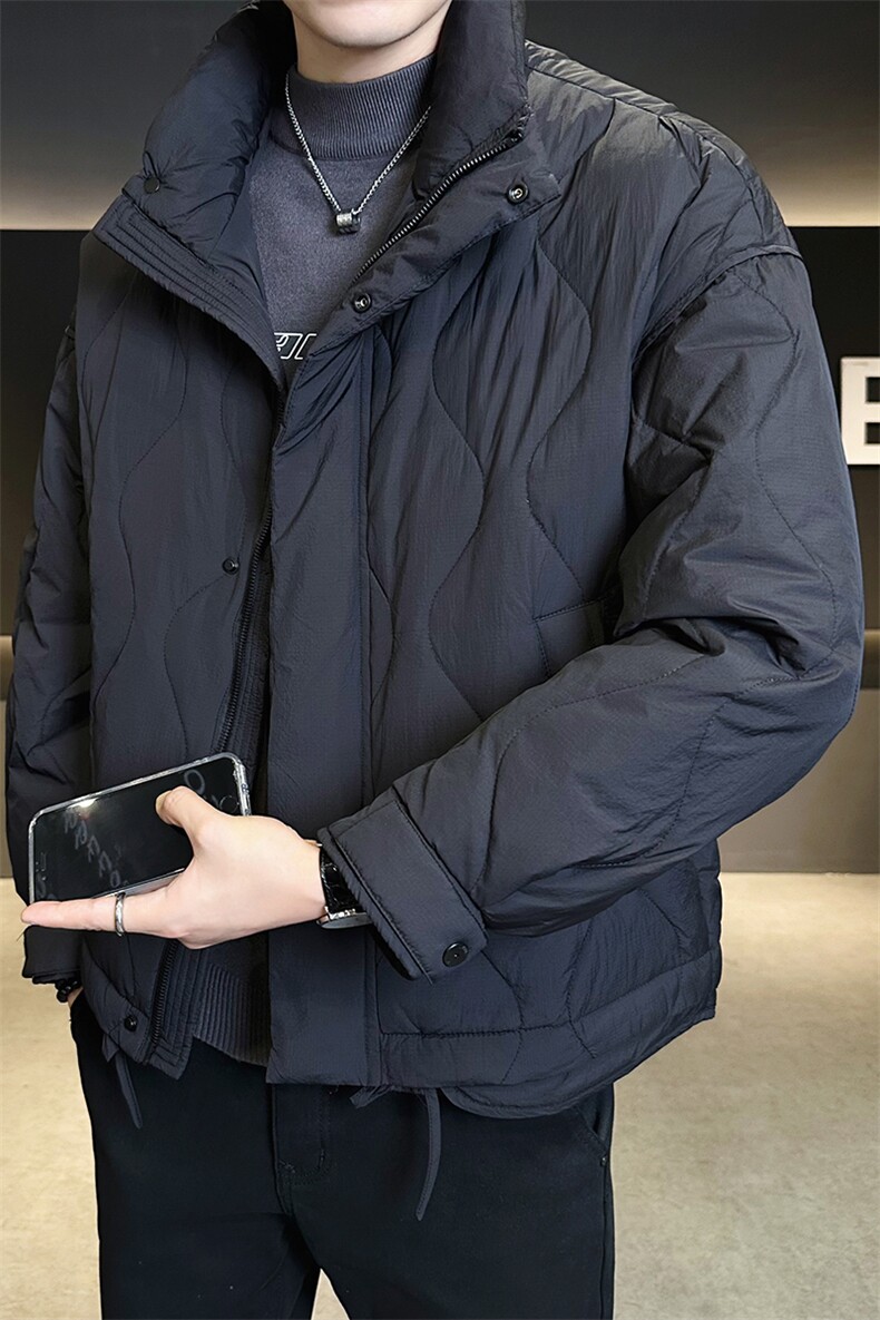 90标新款假两件菱格绗缝设计白鸭绒羽绒服保暖上衣-YR8093-P269,男装羽绒服,电商D342