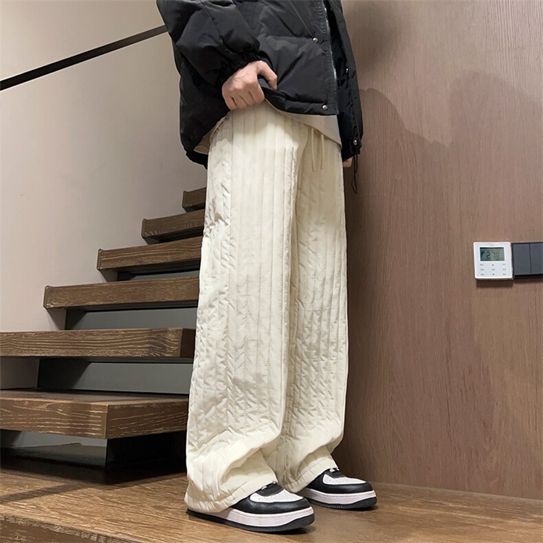 裤子男款秋冬季夹棉加厚直筒羽绒棉裤宽松休闲阔腿东北防寒滑雪裤，男装棉裤，星座211-1