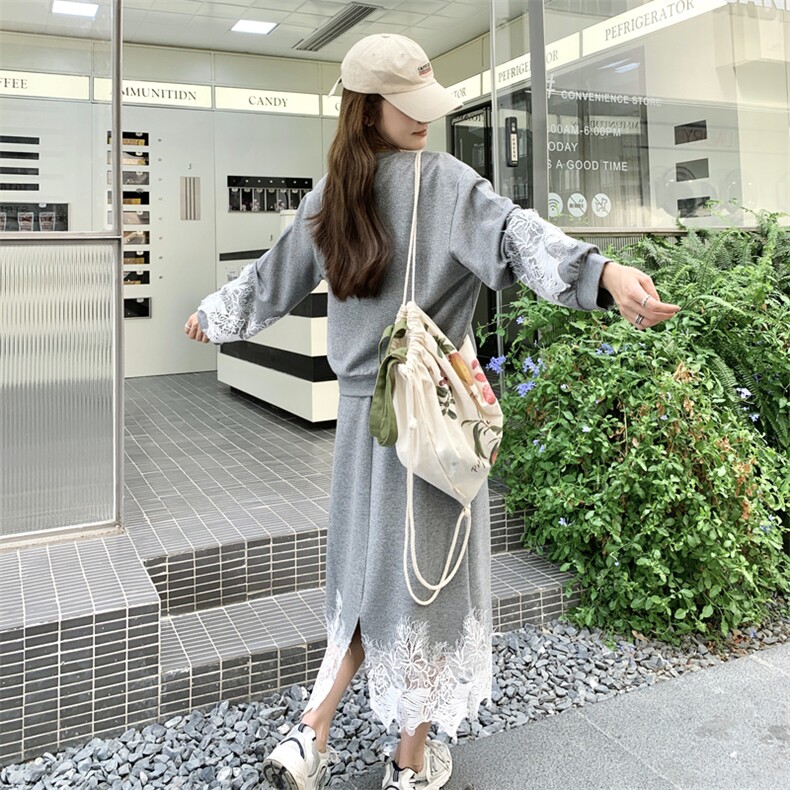 现货2026休闲时尚撞色花边质感针织两件套装裙女182-8576P175K258,女装套装/套裙,帛香坊