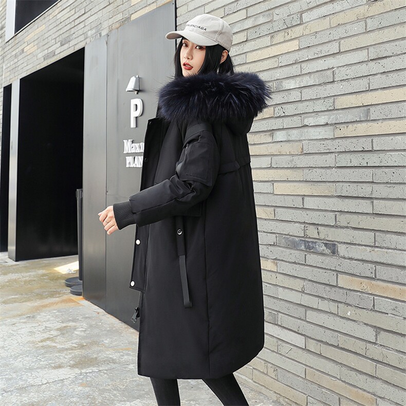 现货足连帽大毛领织带大长款情侣学生团体服团建服纯色羽绒服,男装羽绒服,星座301D-5(原星座1415）