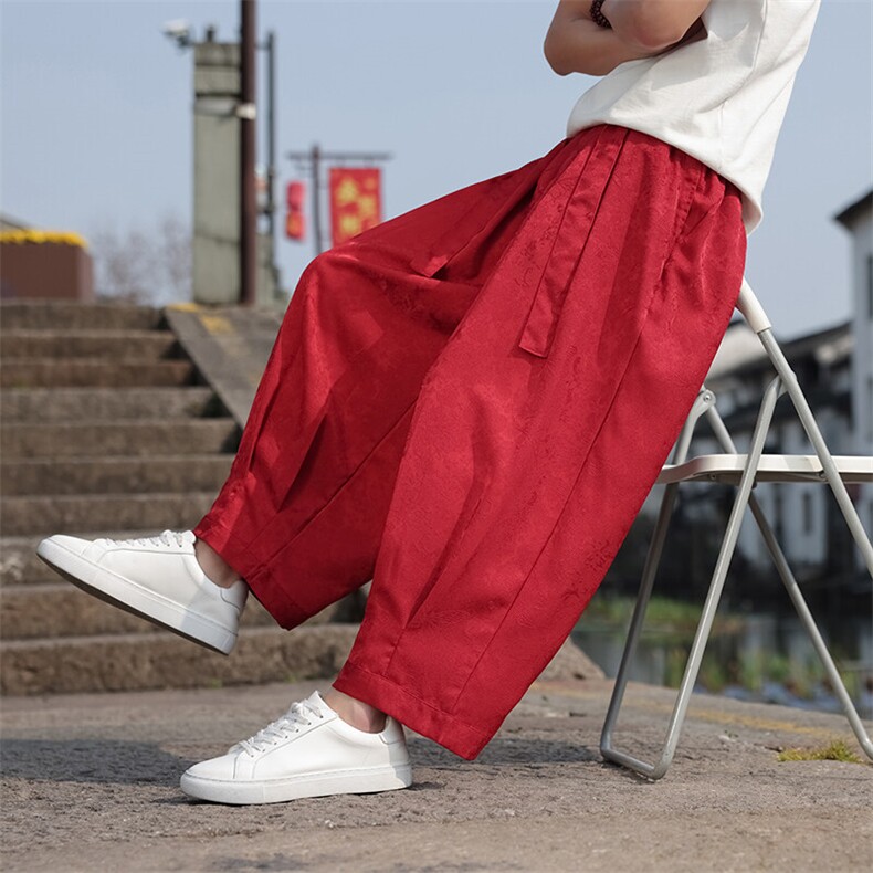 2025春夏新款风提花休闲裤男士宽松大码阔腿哈伦裤K2509-P75,男装休闲裤,电商A008