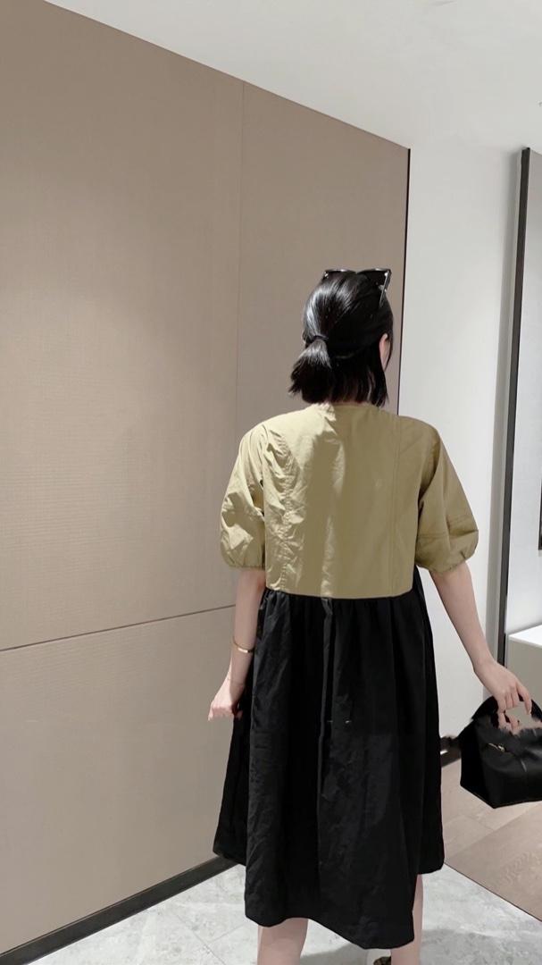 ZCL612欧洲站2021夏季新款撞色圆领门襟拉链休闲连衣裙,女装连衣裙,L·H·X