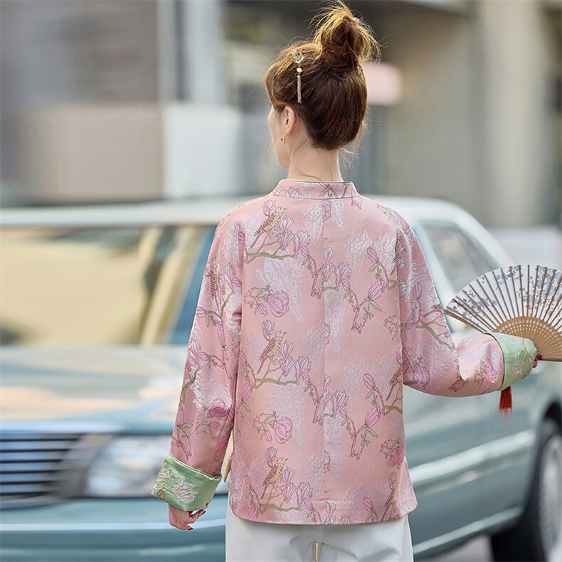 水衣源2607款新中式提花刺绣短外套薄款女（也有羽绒服版）,女装短外套,水衣源