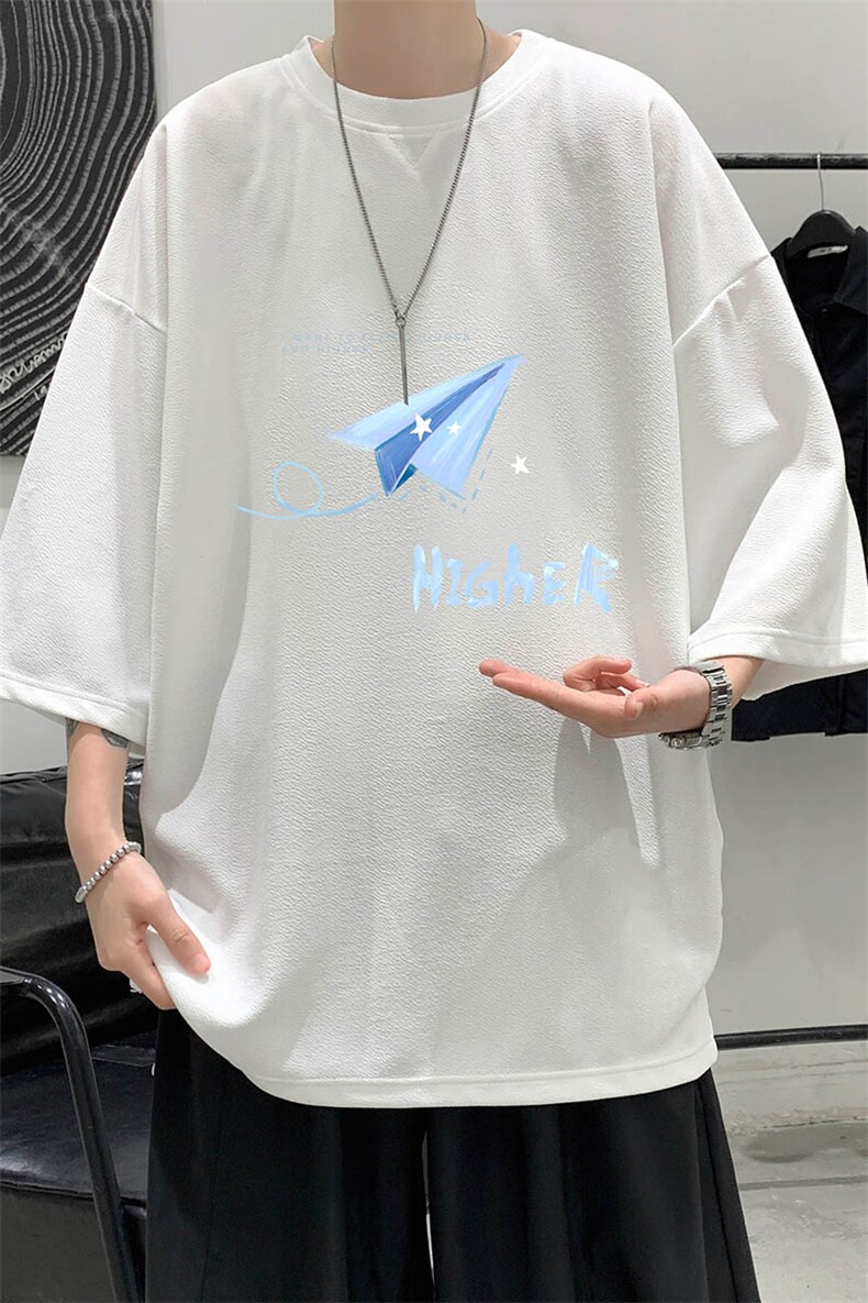 春夏季七分袖t恤男大码五分袖男短袖中袖Q11270-P30,男装T恤,电商A040