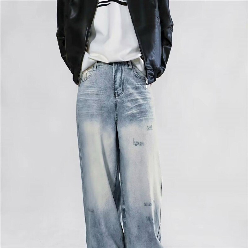 YYM美式复古直筒阔腿牛仔裤男欧美痞街潮牌高街裤子情侣，女装牛仔裤，星座506A