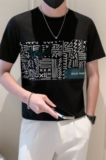 2025新款夏季短袖T恤男潮牌百搭拼接上衣半袖体恤A313-1-5833-P48，男装T恤，电商A313-1