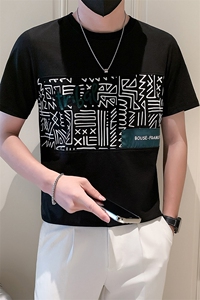2025新款夏季短袖T恤男潮牌百搭拼接上衣半袖体恤A313-1-5833-P48图片