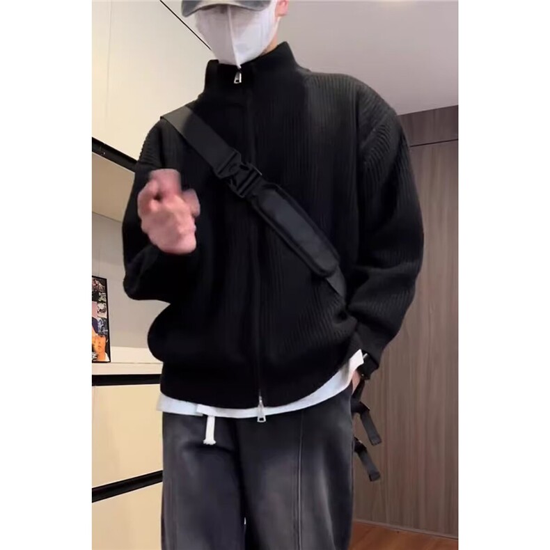 JK7118韩版潮牌开衫毛衣男新款翻领针织衫港风ins宽松外套,男装针织衫/毛衣,星座308A-1（原309B-1）