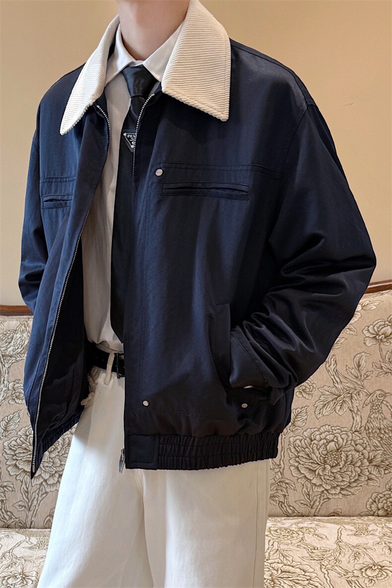 复古工装外套2025秋季男装短款翻领飞行员夹克XZ514-2-JK991-P98,男装夹克,星座514-2(原B239)