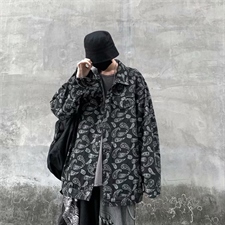 印花牛仔外套男潮牌欧美街头夹克潮流ins宽松港风情侣款jk03-p75图片