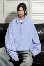 中性2026秋装条纹宽松翻领夹克男女装秋季宽松开衫外套潮S343-P88，男装夹克，电商A233-1