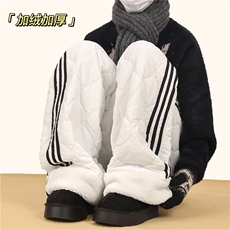 美式冬季新款条纹葫芦格设计加绒外穿棉裤B315-K25905JR-p65控89，男装棉裤，电商B315