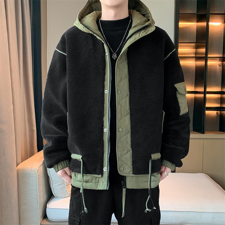 情侣棉服男士加绒加厚拼接工装保暖羊羔毛冬装外套M021-P125,男装棉衣,星座308B-2