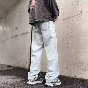 1506-1/KK2261/P37个性字母牛仔裤嘻哈ins潮高街潮流痞帅长裤男图片