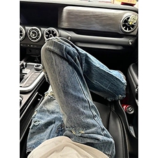 【网图】B221美式ins高街暗黑直筒破洞牛仔裤LK25473-特P45控78，男装牛仔裤，电商B221