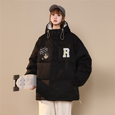 中性风22冬季新品卡通字母图案印花连帽棉衣外套MY160P115控148，男装棉衣，A247A