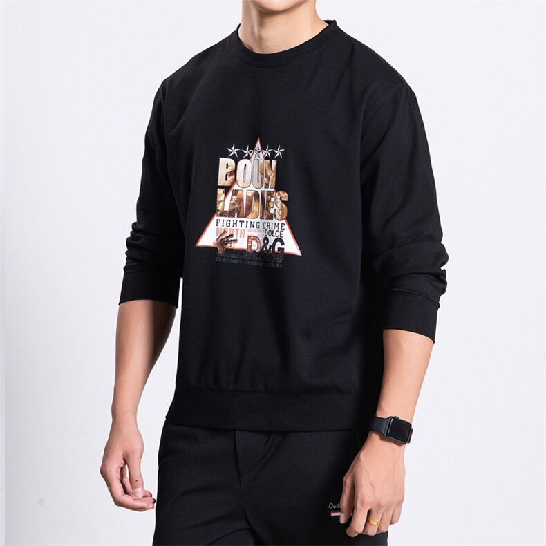 男装2021春新款印花T恤长袖打底衫圆领男士体恤潮流加大码9068，男装T恤，星座802